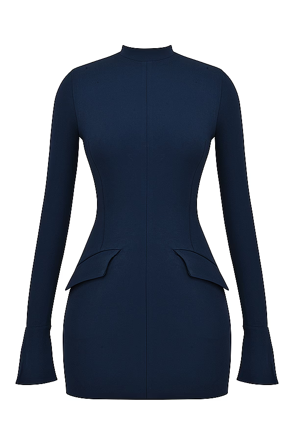 Zevuri - Strikket Bodycon Pocket Detail Mini Kjole