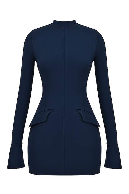 Zevuri - Strikket Bodycon Pocket Detail Mini Kjole