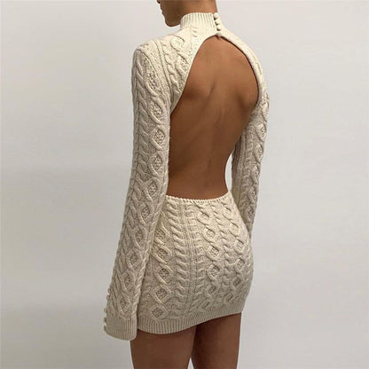 Faelan - Knitted Back Cut-Out Mini Kjole