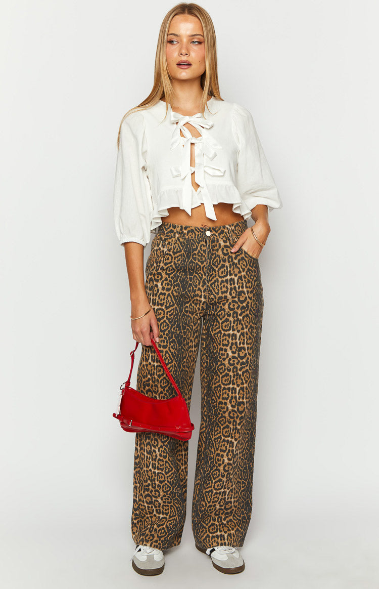 Serena - Leopardprint jeans med lige pasform