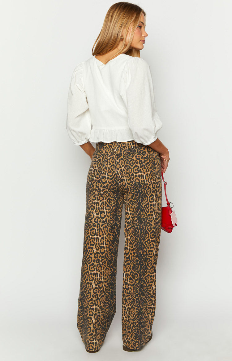 Serena - Leopardprint jeans med lige pasform