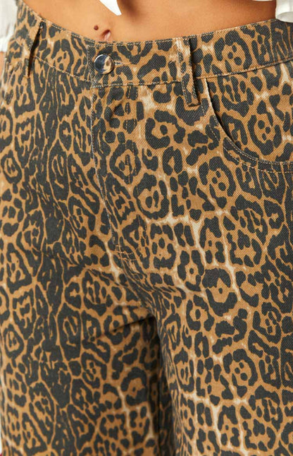 Serena - Leopardprint jeans med lige pasform