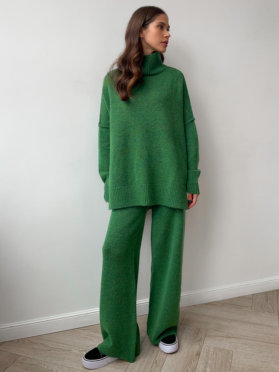 Aryndel - Oversized Turtle-neck strikket todelt sæt