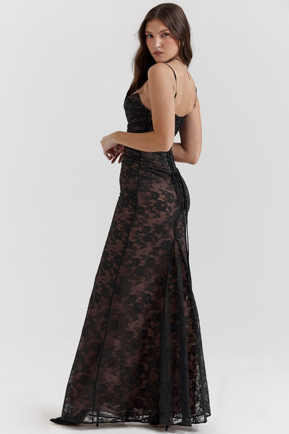 Seliora - Skulder-On Floral Lace Maxi Kjole