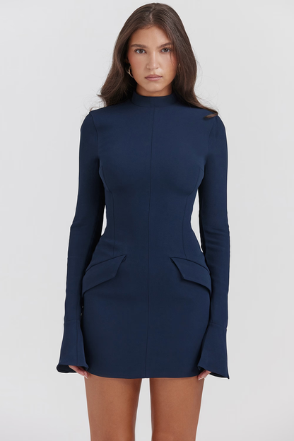 Zevuri - Strikket Bodycon Pocket Detail Mini Kjole